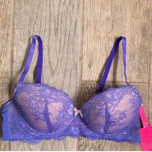 New! Betsey Johnson Purple Lace Bra- 36B